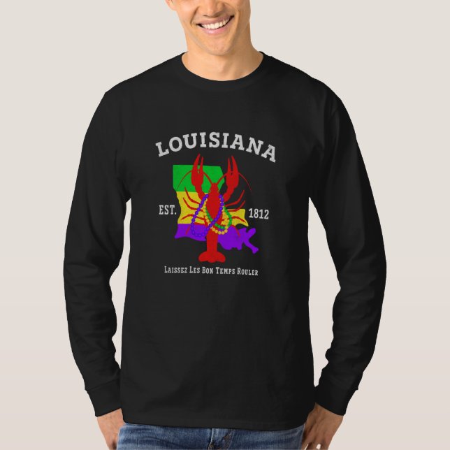 Louisiana Est 1812 Crawfish New Orleans Mardi Gras T Shirt (Framsida)