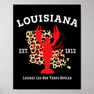 Louisiana Est. 1812 Kräftor Leopard New Orleans Poster