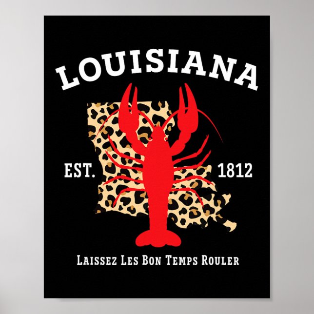 Louisiana Est. 1812 Kräftor Leopard New Orleans Poster (Framsidan)