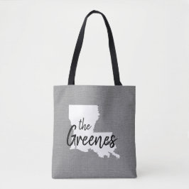 Louisiana Family Monogram State Tote Bag Tygkasse