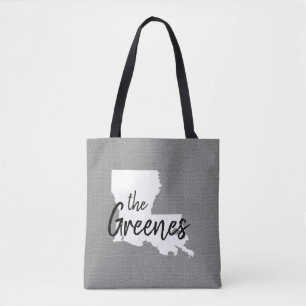 Louisiana Family Monogram State Tote Bag Tygkasse