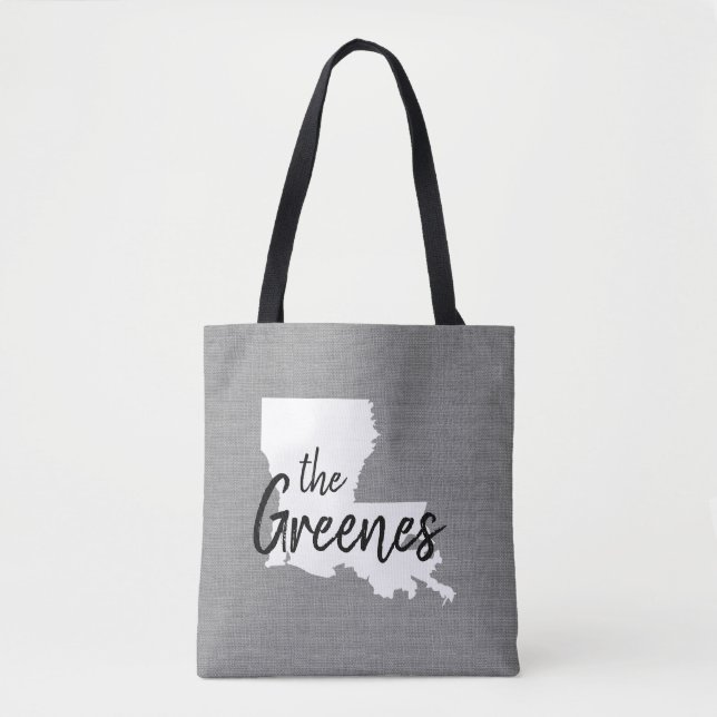 Louisiana Family Monogram State Tote Bag Tygkasse (Framsida)
