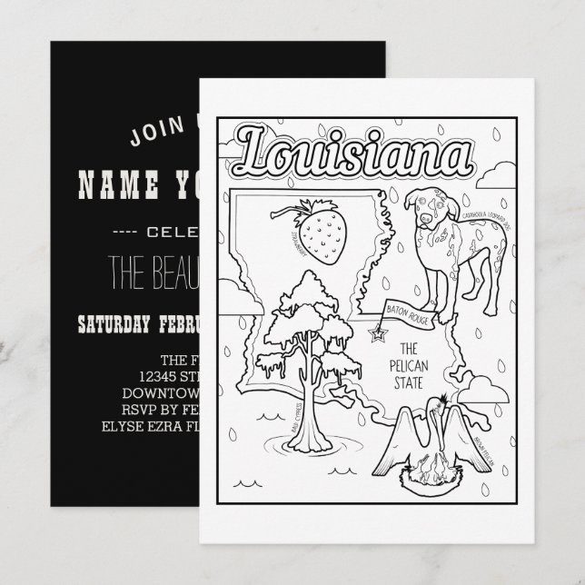 louisiana färg, min kollage inbjudningar (Fram/baksida)