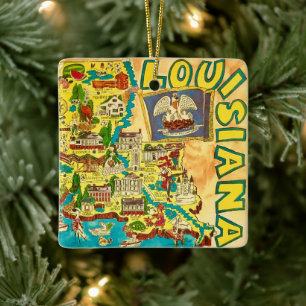 Louisiana Färgrik Karta Julgransprydnad Keramik