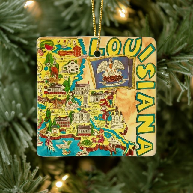 Louisiana Färgrik Karta Julgransprydnad Keramik (Träd)