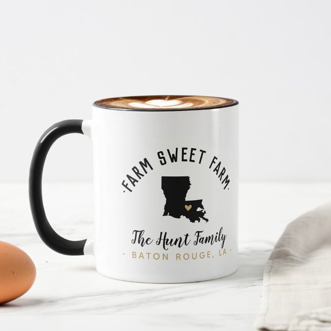 Louisiana Farm Sweet Farm Family Monogram Mugg (Skapare uppladdad)