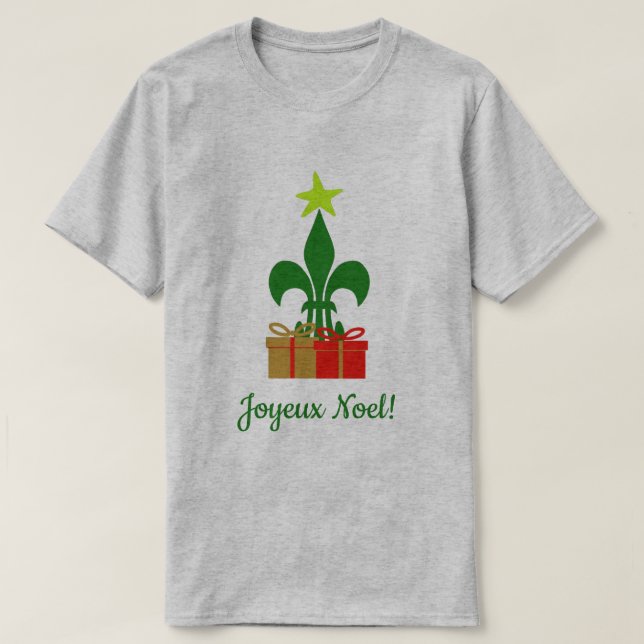 Louisiana Fleur De Lis Cajun julgran Noel T Shirt (Design framsida)