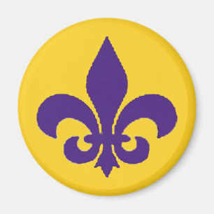 Louisiana Fleur de Lis Lila Guld Magnet