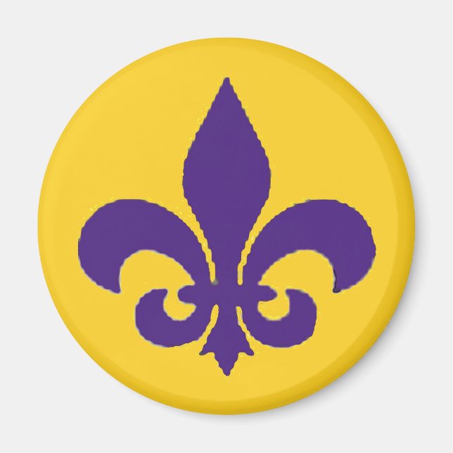 Louisiana Fleur de Lis Lila Guld Magnet (Framsidan)
