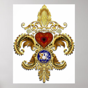 Louisiana Fleur De Lis med skugga Poster