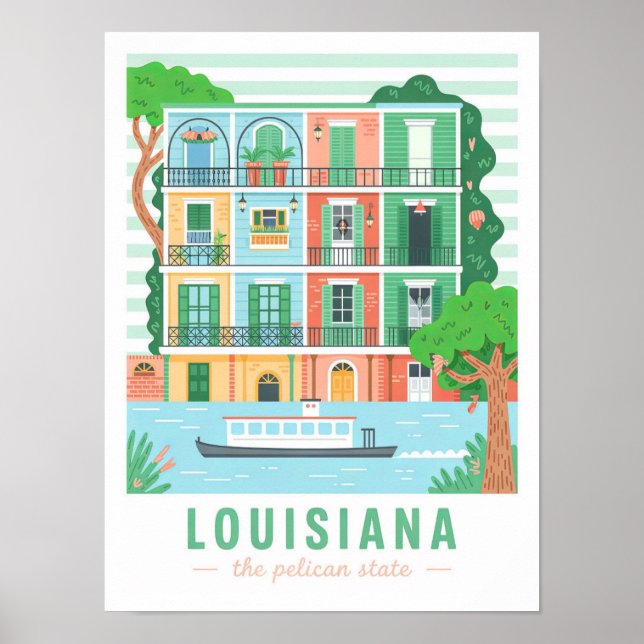 Louisiana, Förenta staterna, sommarresa Poster (Framsidan)