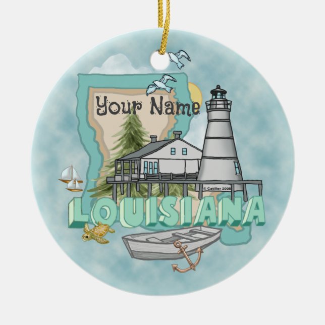 Louisiana fyr  julgransprydnad keramik (Framsidan)