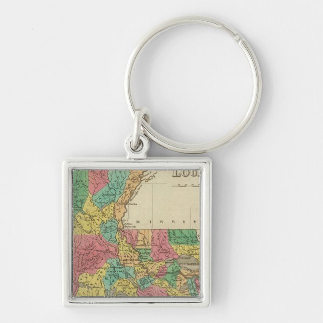 Louisiana Fyrkantig Silverfärgad Nyckelring (Framsidan)