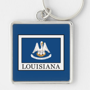 Louisiana Fyrkantig Silverfärgad Nyckelring