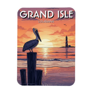 Louisiana Grand Isle Pelican Magnet