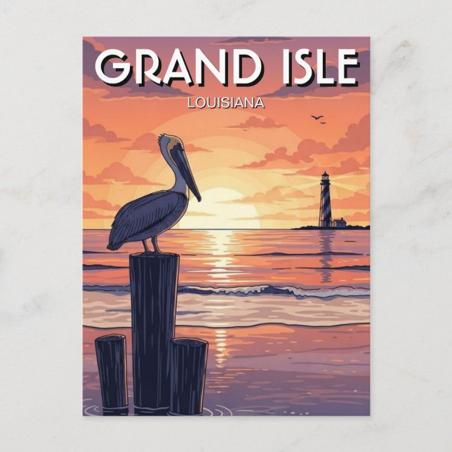 Louisiana Grand Isle Pelikan  Vykort (Framsida)