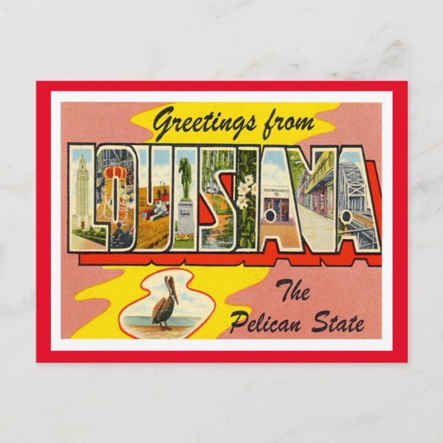Louisiana Hälsning Vintage resor Vykort (Framsida)