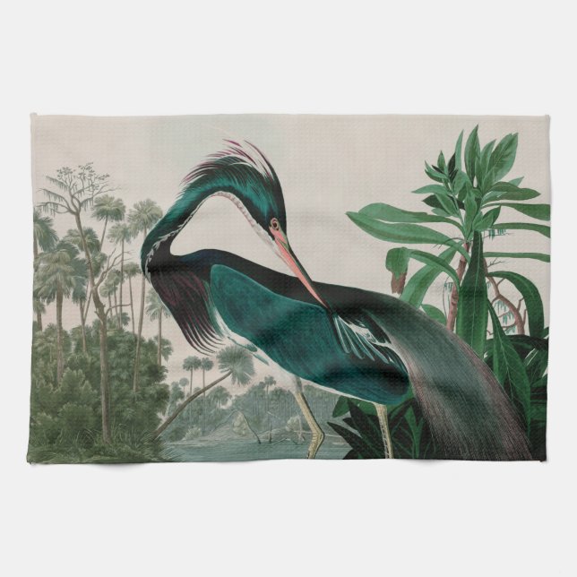 Louisiana Heron Birds of America Audubon Print Kökshandduk (Horisontell)