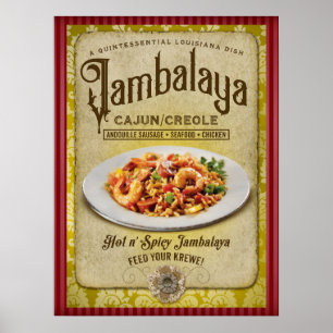 Louisiana Jambalaya New Orleans Vintage affisch