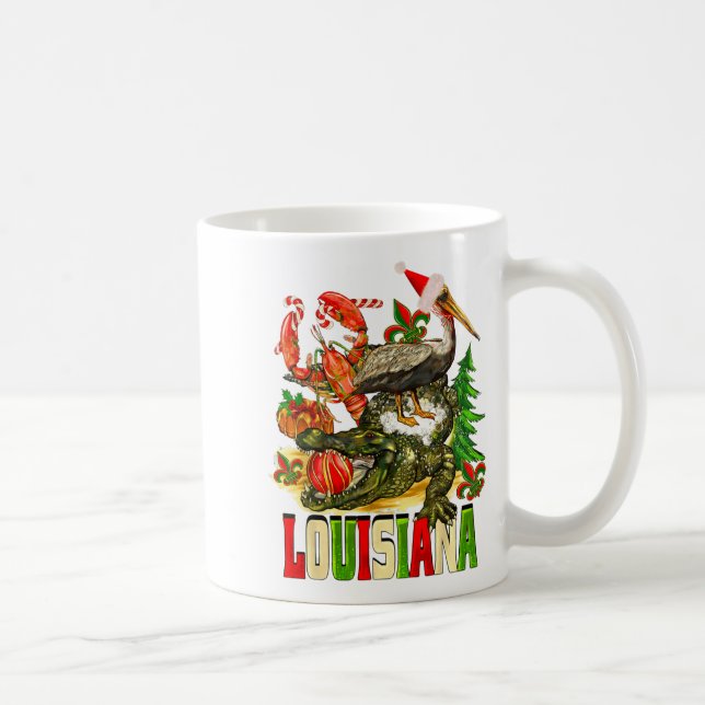 Louisiana jul Bayou Alligator Tomte Hatt Högtid  Kaffemugg (Höger)