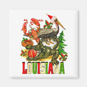 Louisiana jul Bayou Alligator Tomte Hatt Jul Magnet