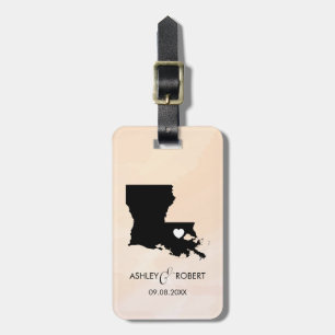 Louisiana Karta Bröllop Luggage Tag, parets Namn Bagagebricka