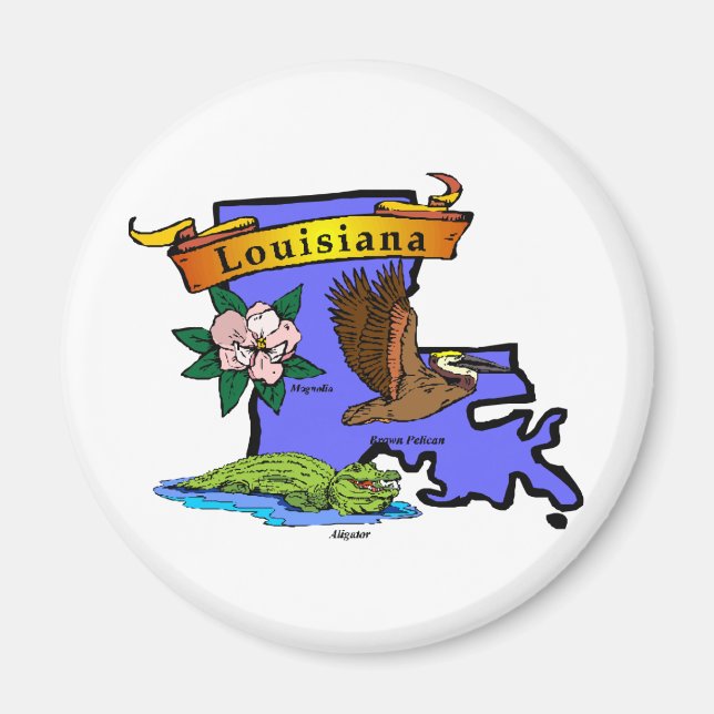 Louisiana Karta Magnet (Framsidan)