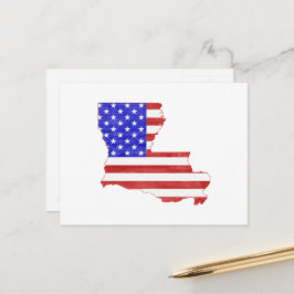 Louisiana Karta Shaped Patriotic American Flagga Vykort