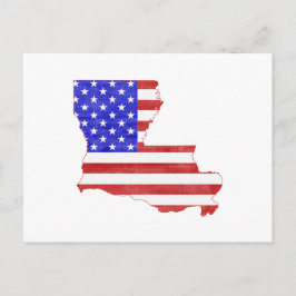 Louisiana Karta Shaped Patriotic American Flagga Vykort