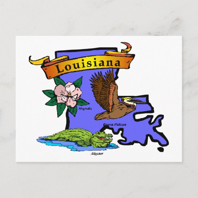 Louisiana Karta Vykort (Framsida)