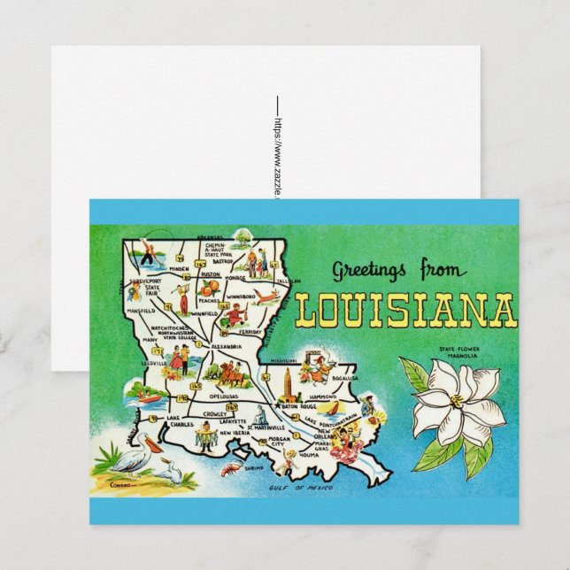 Louisiana Kartpostkort Vykort (Fram/baksida)
