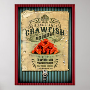 Louisiana Kräftor New Orleans Cajun Poster