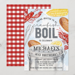 Louisiana Kräftor Seafood Boil Födelsedagsfest Inbjudningar
