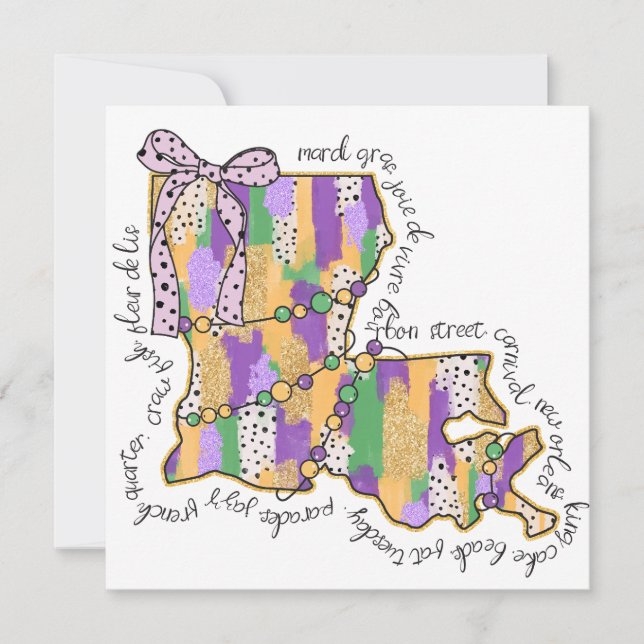 Louisiana Mardi Gras Bourbon Street Carnival Inbjudningar (Framsida)