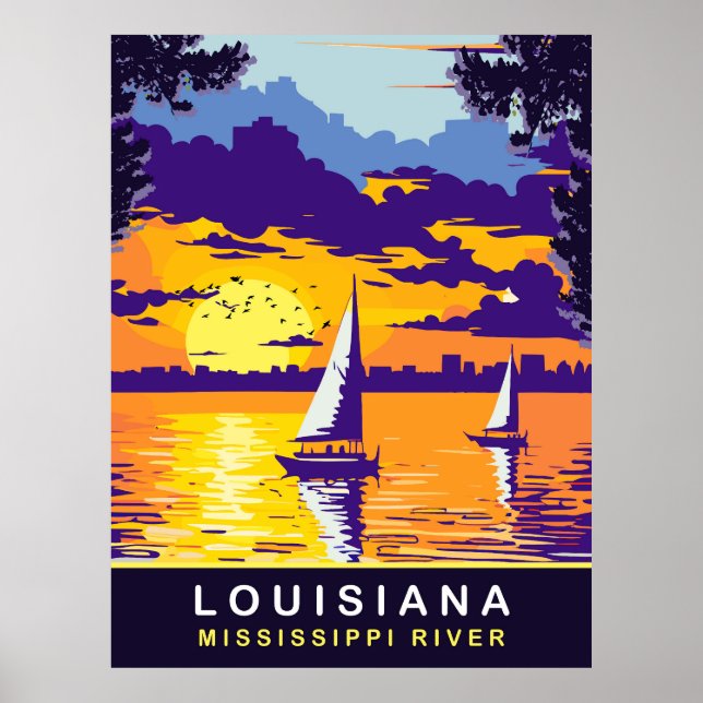 Louisiana, Mississippi River, Travel Poster (Framsidan)