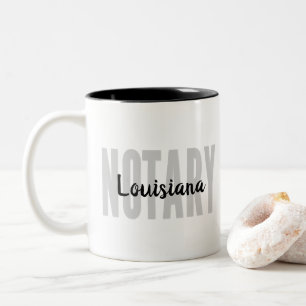 Louisiana Notary Public Faded Black Big Tfont Två-Tonad Mugg