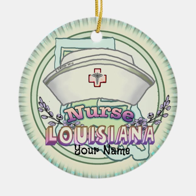 Louisiana Nurse Julgransprydnad Keramik (Framsidan)