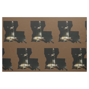 Louisiana Oil Gas Rig Print Fabric 9-tums Square Tyg