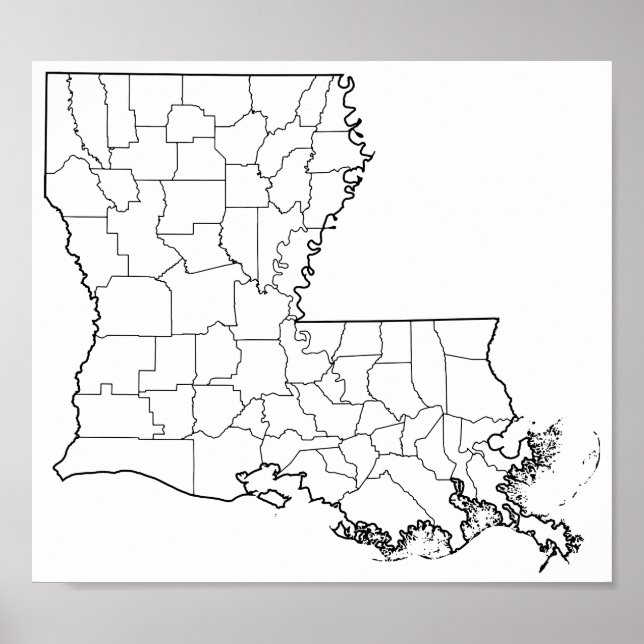 Louisiana Parish Blank kontur Karta Poster (Framsidan)