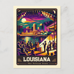 Louisiana Patriotisk Vintage Vykort