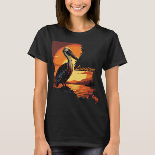 Louisiana Pelican Solnedgång Orange Resa T Shirt
