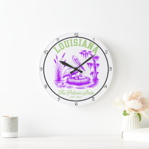 Louisiana Pelican State Sumpmark Stor Klocka