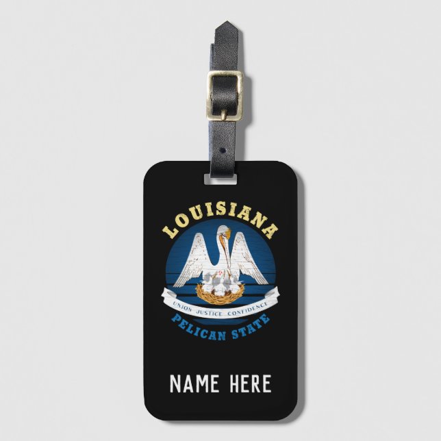 LOUISIANA PELICAN STATLIG FLAGGA BAGAGEBRICKA (Framsida vertikal)