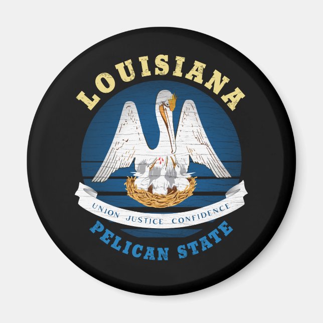 LOUISIANA PELICAN STATLIG FLAGGA MAGNET (Framsidan)