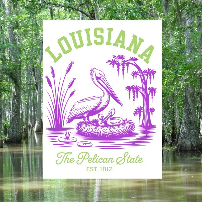 Louisiana Pelikanstaten Est. 1812 Pelikan  Vykort (Louisiana The Pelican State Est. 1812 Pelican Postcard
)