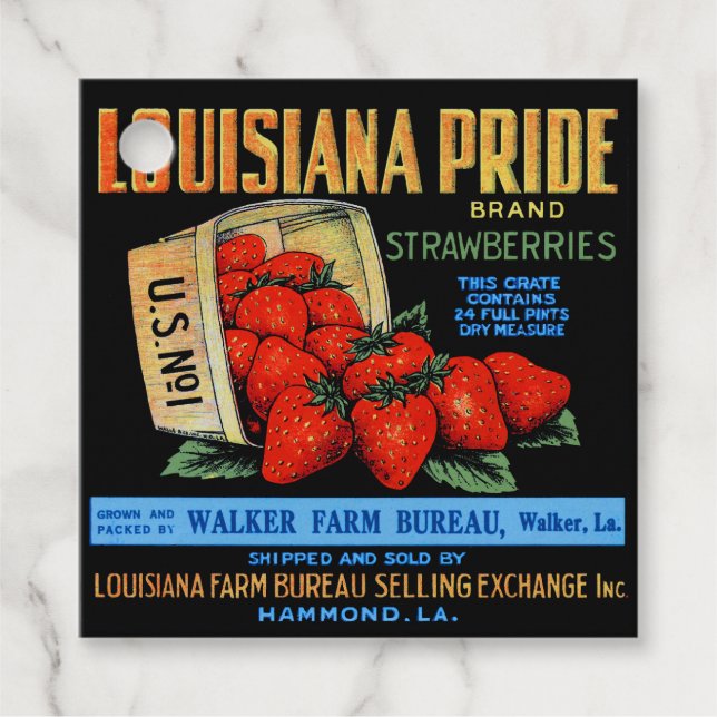 Louisiana Pride Strawbär Gåvor Etiketter (Framsida)