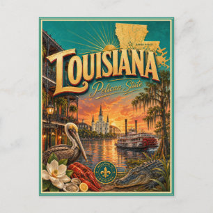 Louisiana Retro Resa Minnessak Postkort Vykort