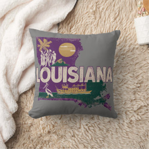 Louisiana Retro State Silhouette Kudde