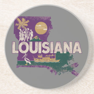 Louisiana Retro State Silhouette Underlägg