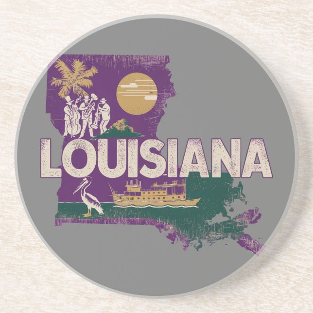 Louisiana Retro State Silhouette Underlägg (Framsidan)